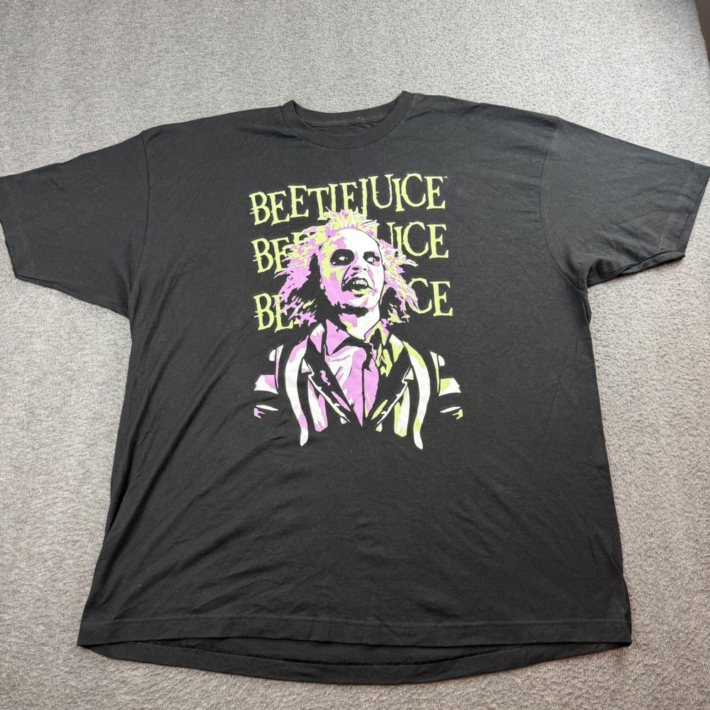 Beetlejuice Graphic T-Shirt Men's 3XL Black Neon Movie Promo Tee Cotton